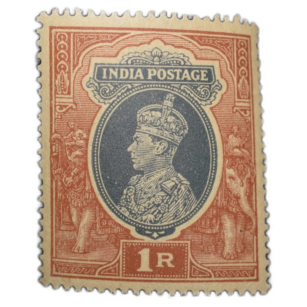 Postal Stamp of George VI 1 Rupee Blue & Red Colour Mint Un-Used Condition as per Image.