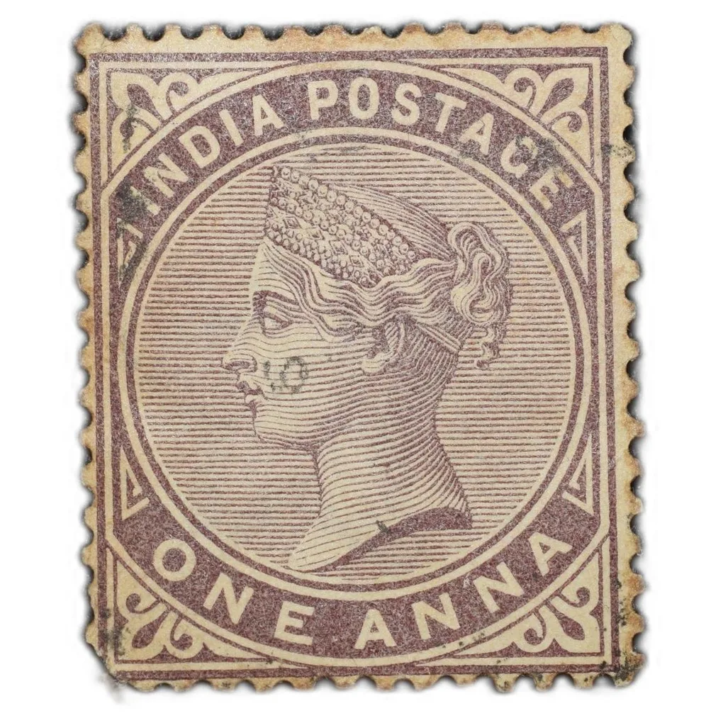 Postage Stamp of Victoria (AD 1883) 1 Anna Brown-Purple Colour - Used Condition as per Image.