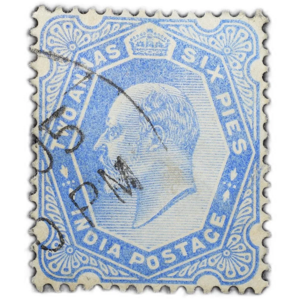 Postal Stamp of Edward VII 2 Annas 6 Pies Blue Colour Used Condition as per Image.