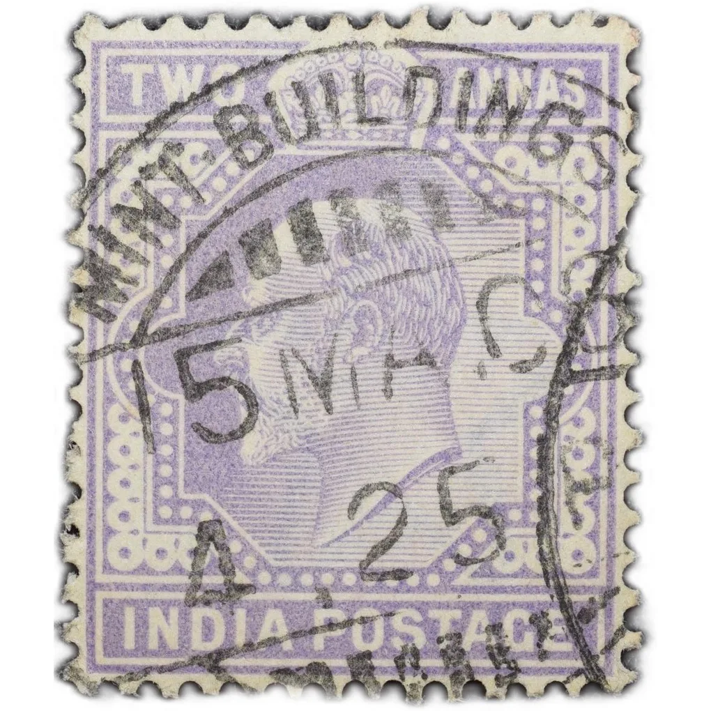 Postal Stamp of Edward VII 2 Annas Purple Colour Used Condition as per Image.
