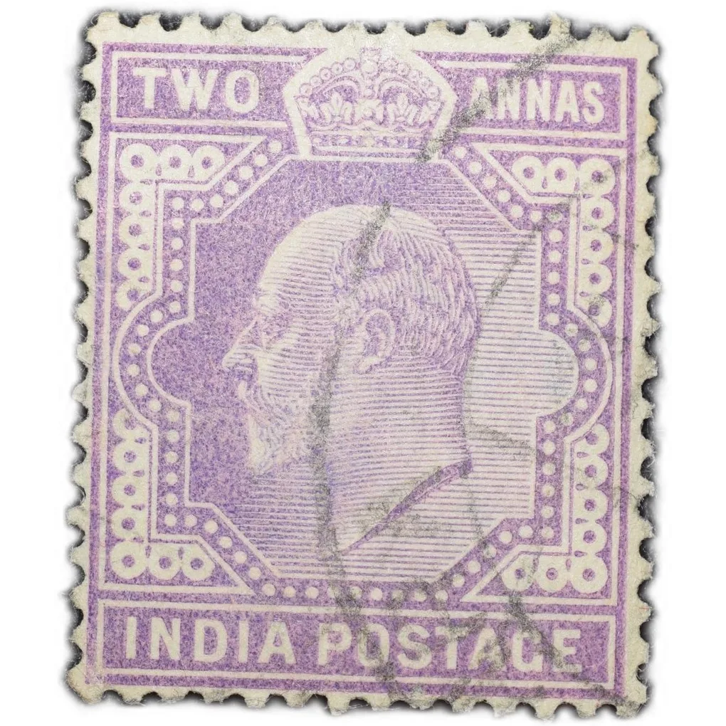 Postal Stamp of Edward VII 2 Annas Purple Colour Used Condition as per Image.