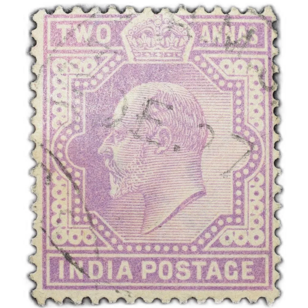 Postal Stamp of Edward VII 2 Annas Purple Colour Used Condition as per Image.