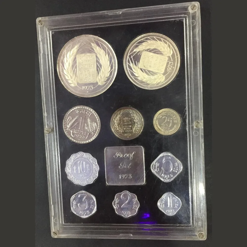 1973 proof set 10 coin set with card box and certificate rare set