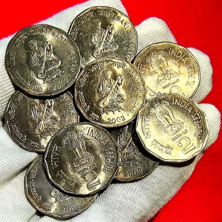 2 Rs Scare Coin Sant Tukaram ji Gem Bunc Condition 2002 Year 1Pcs Given