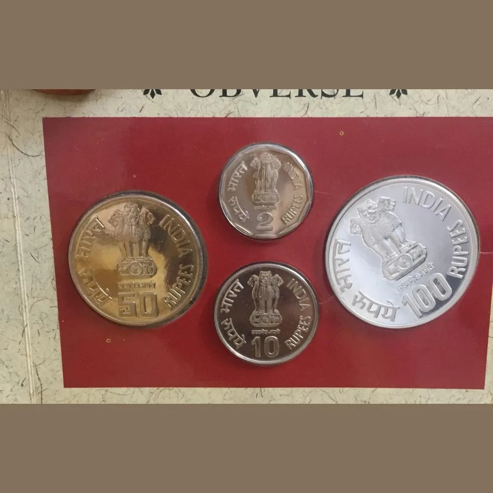 Sri Aurobindo Unc Set 4 coin set Mumbai mint Rare set