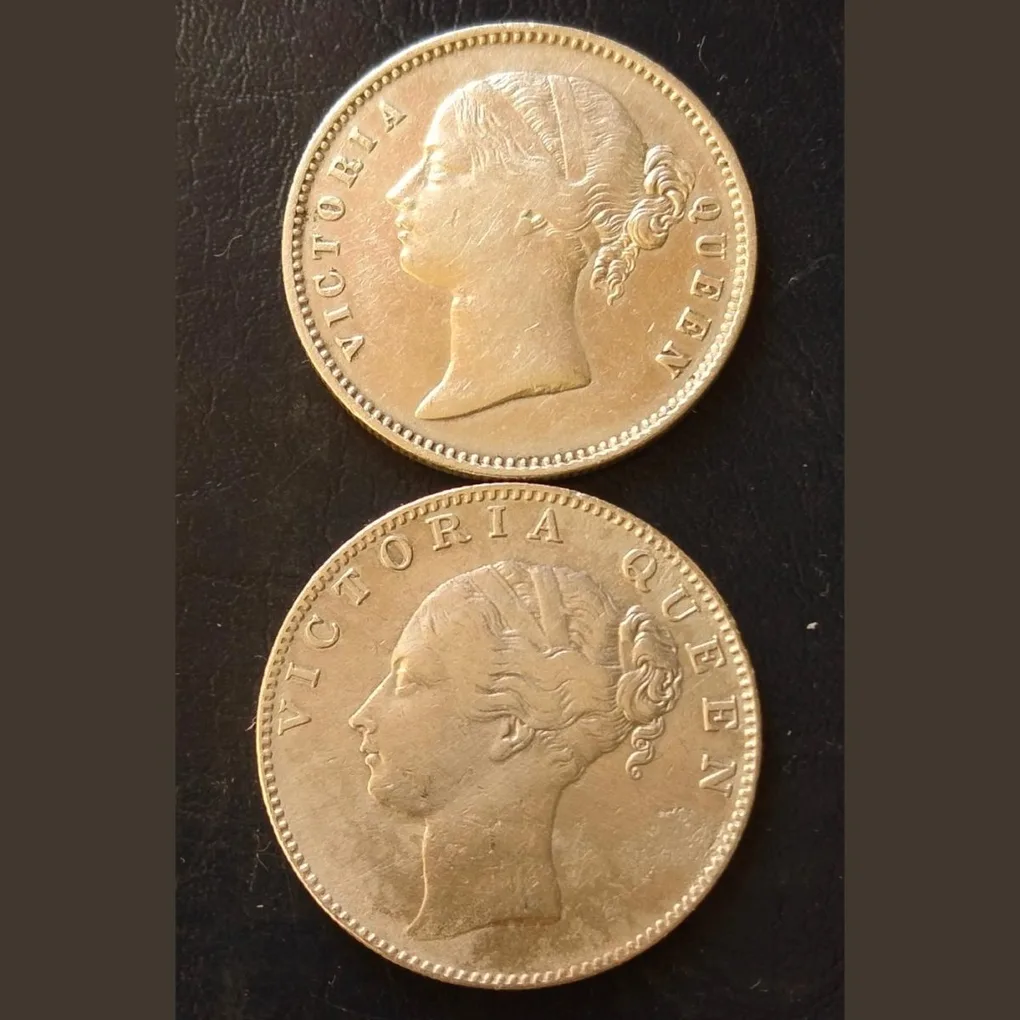 Victoria queen Rs 1 different 1840 continues legend & Diwided Legend