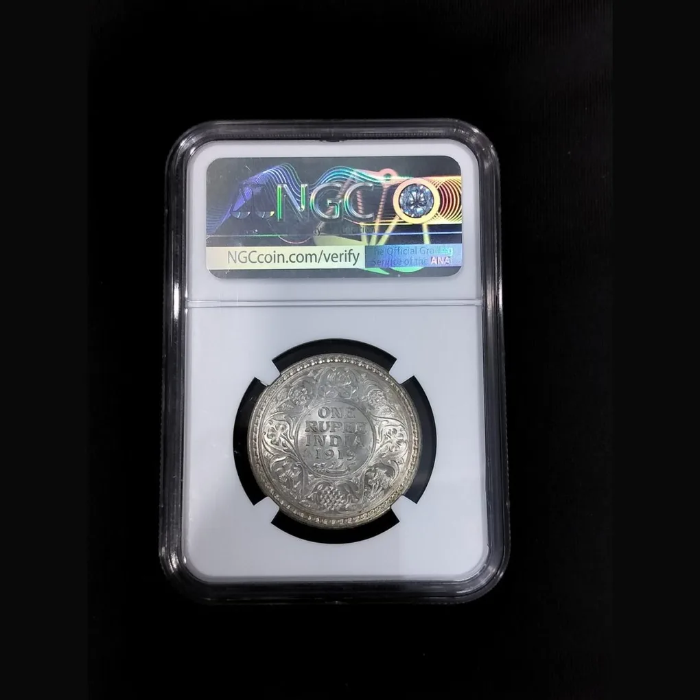 One Rupee 1919 George V King Emperor NGC Graded MS 64