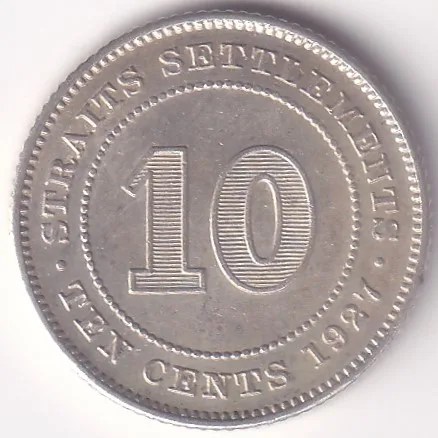 10 Cents strait settlements 1927 king george v silver 2.7 Grams coin