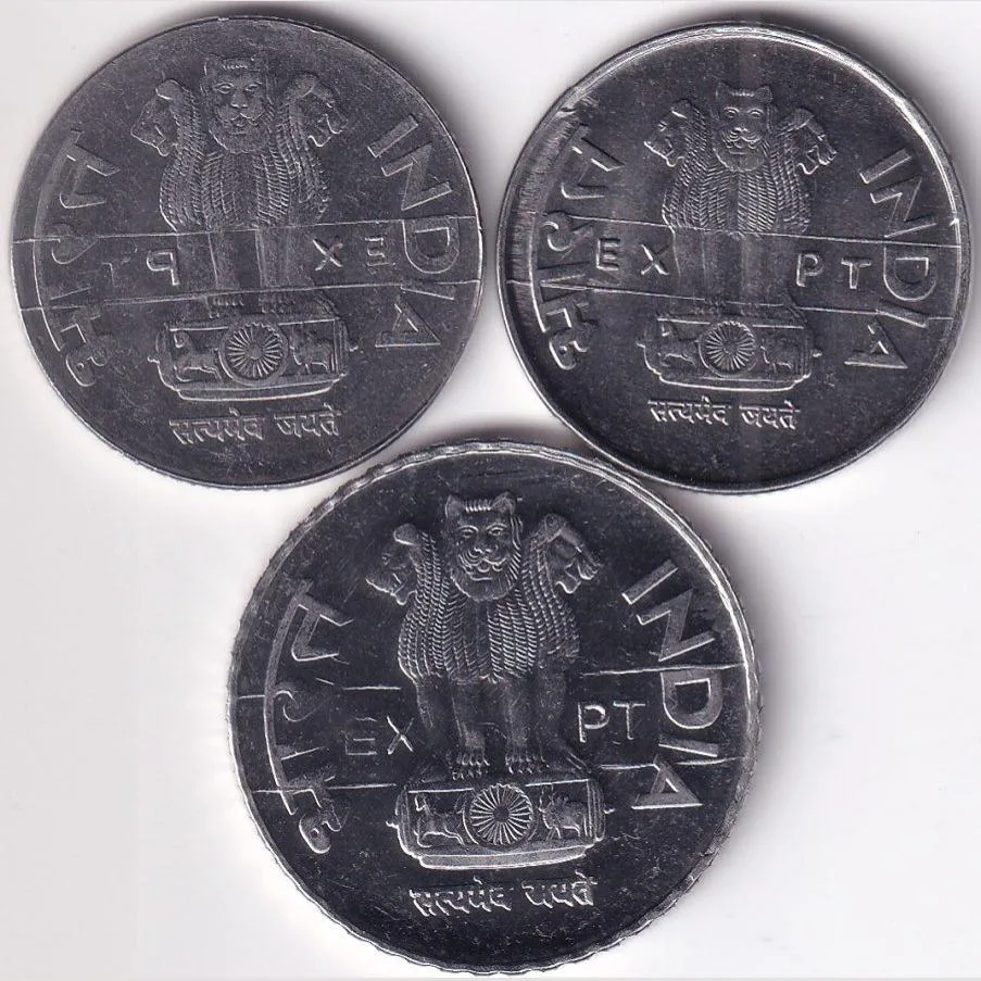 India 1 Rupee & 2 Rupees 2010 Bombay,Calcutta,Hyderabad Mint Steel Three EXPT Unc Coins Set Rare