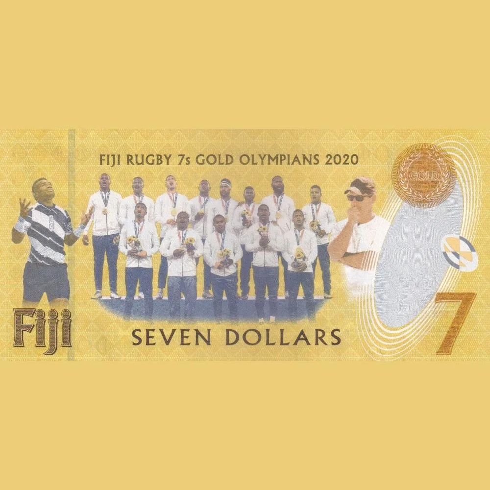 Fiji 7 Dollars 2022 Fijian Rugby Olympic Games in Tokyo Unc Note Rare