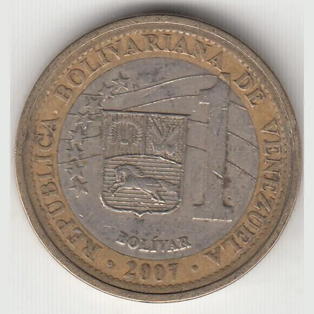 Venezuela 1 Bolivar Bi Metallic Coin