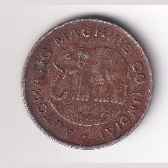 Ceylon Srilanka One Cent 1930-1947 Automatic Machine Co Copper Nickel Token Rare