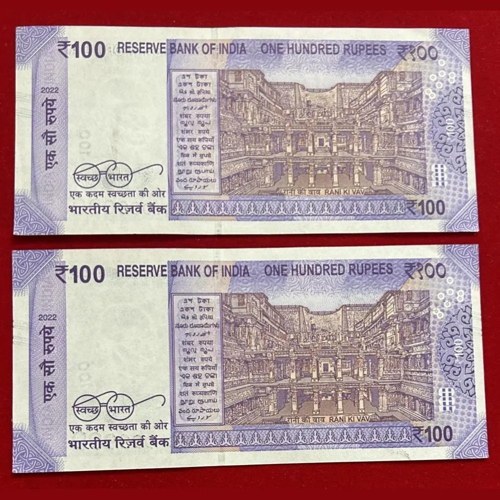 Rs 100 India Banknote Fancy Number 999999 and 1000000 GEM UNC Unique Latest Pattern Issue
