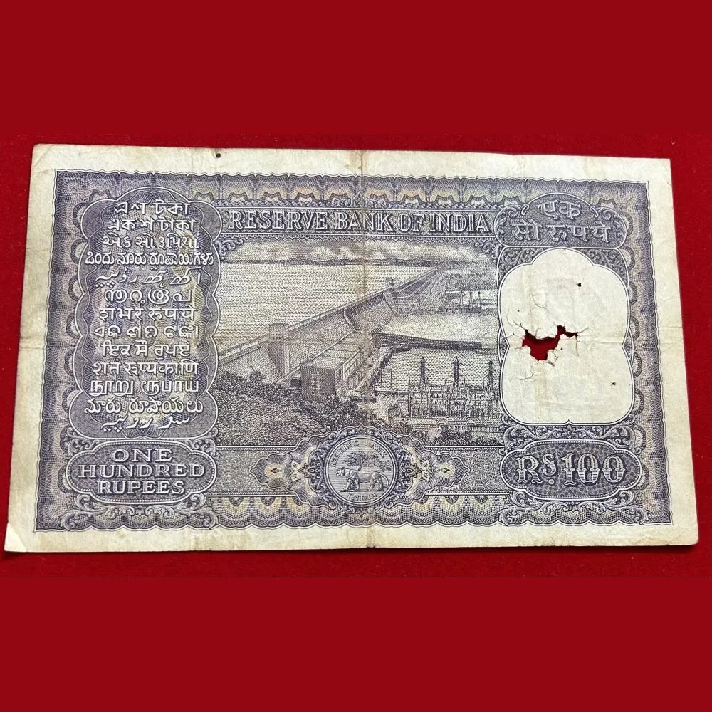 100 Rupees Old Series Fafda note Big Size Very Rare Governer , Iyenger