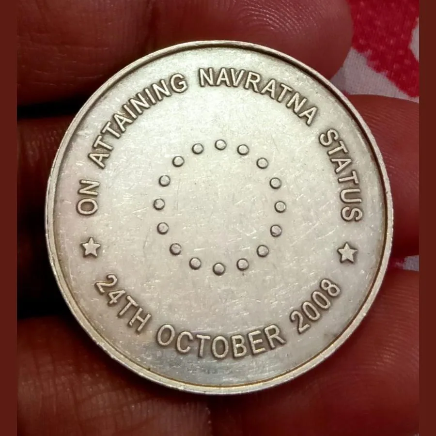 COAL India Silver Token Weight 20.5 Grams. Dated 24th October 2008 For Attaining Navratna Status ***Rare Seen Such Silver Token*** Collectable Grade.