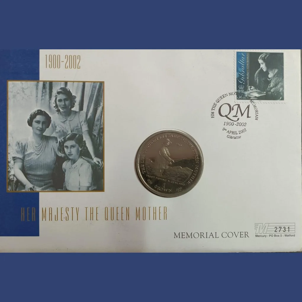 Gibraltar,One Crown 👑 2002(The life of Queen Elizabeth The Queen Mother ) Weight 28.28 Gram, Diameter 38.61Grem,Unc With first day Cover Stams,Mint packing, Beautiful Set