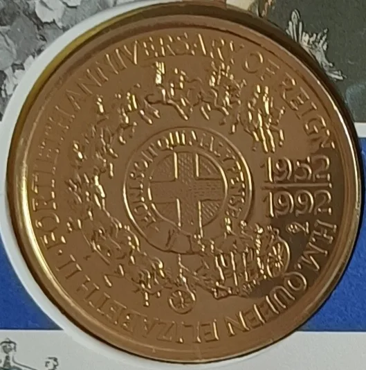Samoi Sisifo One Dollar1992 (H.M.Queen Elizabeth ii Forthy Anniversary ofReign) Weight 28.28 Gram, Diameter 38.61Grem,Unc With first day Cover Stams,Mint packing, Beautiful Set