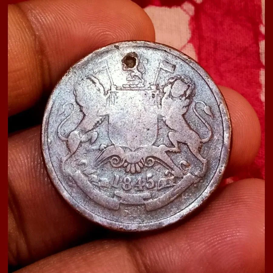 British India Half Anna Year's 1835 and 1845 "East India Company" Set 2 Coins **Rare** Used Conditions.