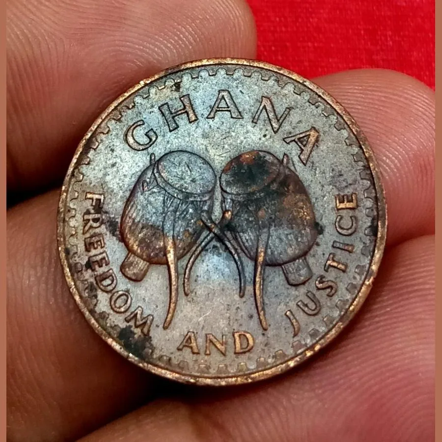 Ghana 1 Pesewa Year 1975 Freedom and Justice Theme Coinage **Scare** High Collectable Grade.
