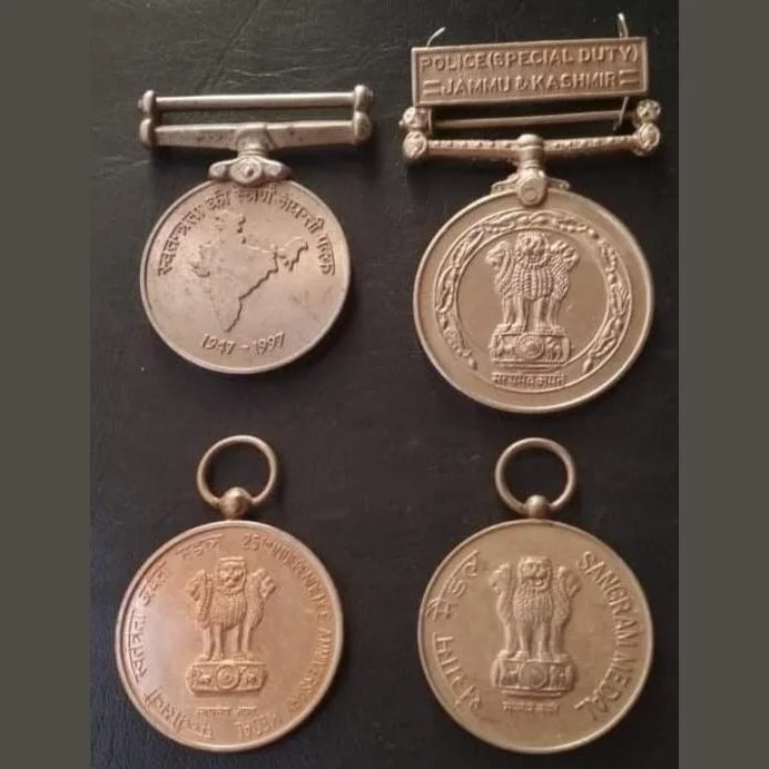Police Medals 4 Piece Set Metal All Nickel Excellent Condition
