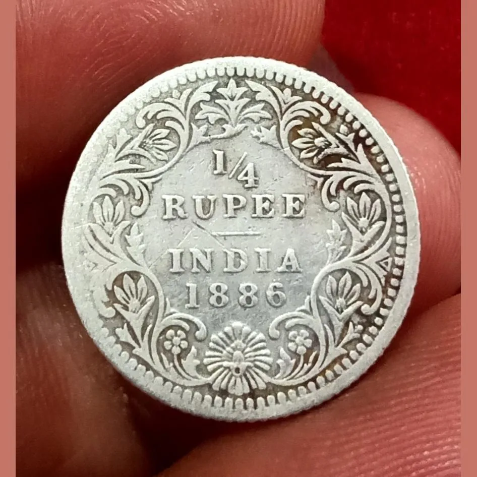 British India Silver 1/4 Rupee Year 1886 Victoria Empress **Very Scare** Collectable Grade.