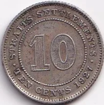 Straits Settlements 1927 George Fifth Silver Coin #S457