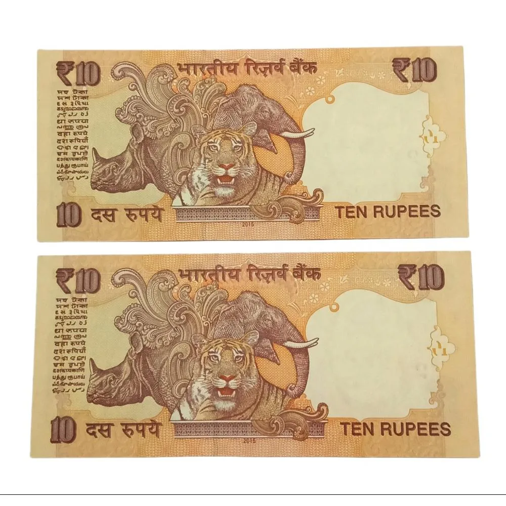 10 Rupees Year 2015 Raghuram Rajan with Lower Serial Numbers 2 Notes are in UNC Grades.