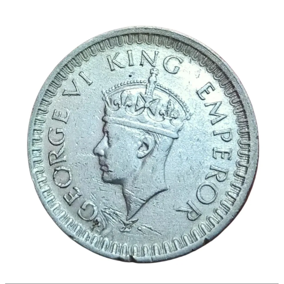 British India Silver 1/2 Rupee Year 1943 Bombay Mint King George-VI in Collectable Grade.