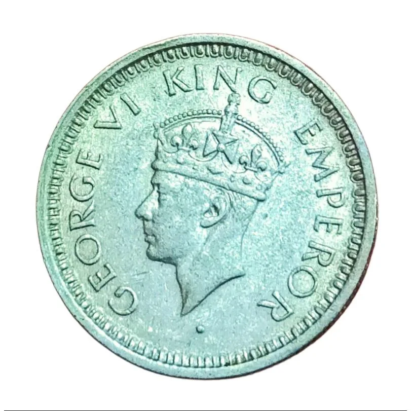 British India Silver 1/4 Rupee Year 1945 Bombay Mint King George-VI in Collectable Grade.