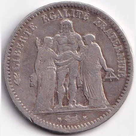 France 5 Francs Hercule, 2nd republic Silver (.900) Weight25 g Collectivel Coin #S738