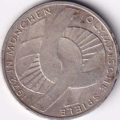 1972 Germany, Federal Republic of 10 Deutsche Mark Olympic Games in Munich Silver Weight 15. 5g #R68