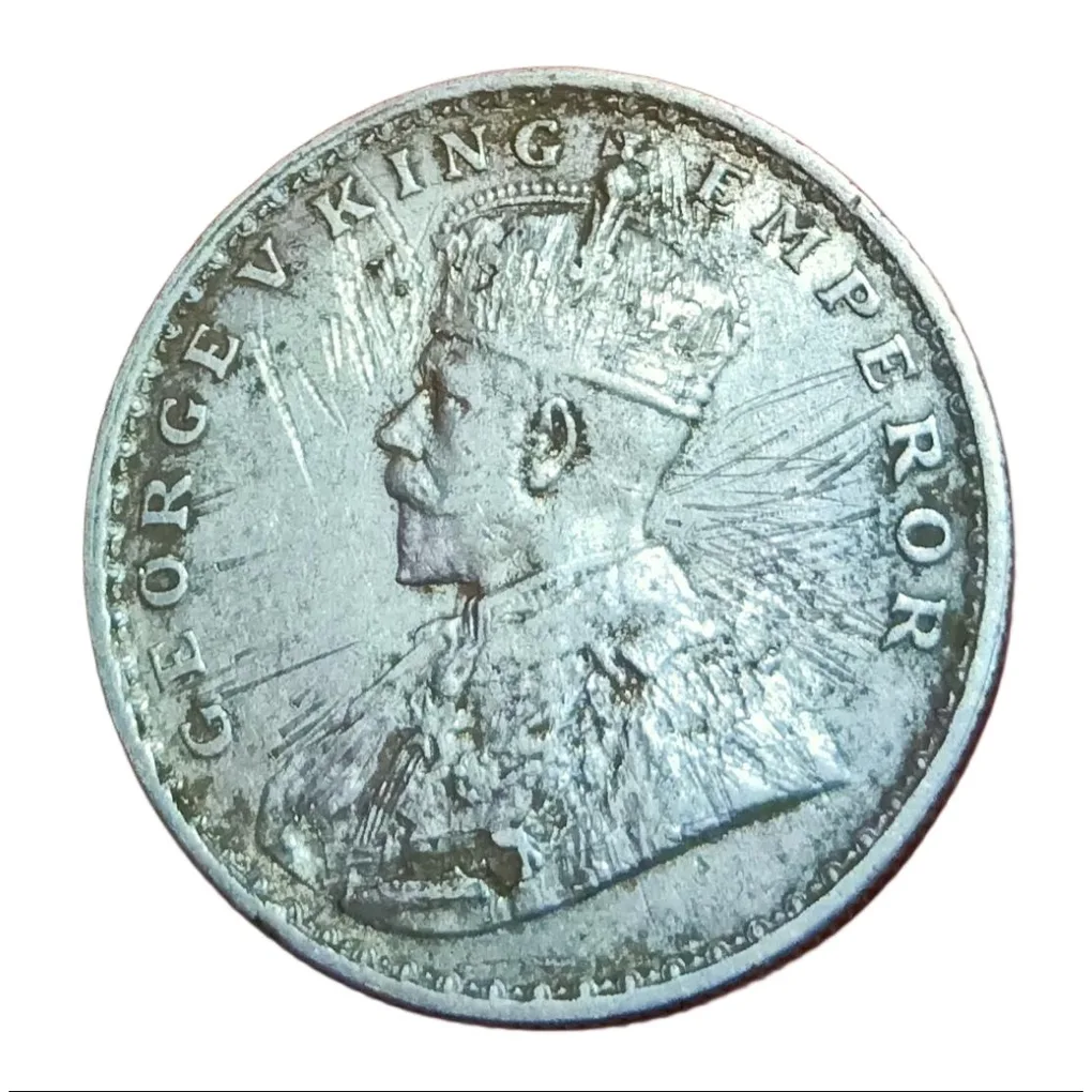 British India Silver Rupee KEY Year 1922 King George-V with SUN Burst Error **V. Rare** Collectable.