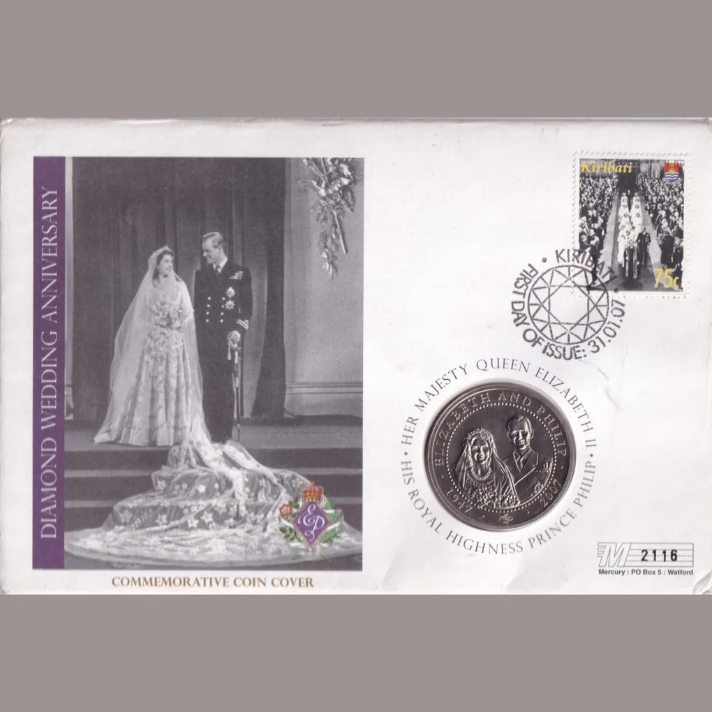 Cook Islands 1 Dollar - Elizabeth II Diamond Wedding Anniversary 2007 Gem Unc With First Day Cover