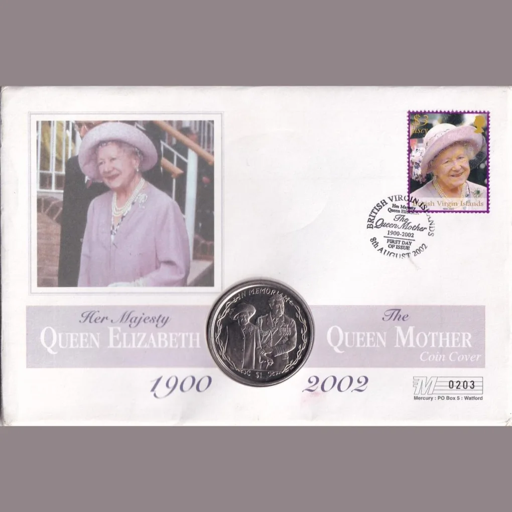 British Virgin Islands 1 Dollar - Elizabeth II Queen Mother and Prince Charles 2002 Gem Unc Coin