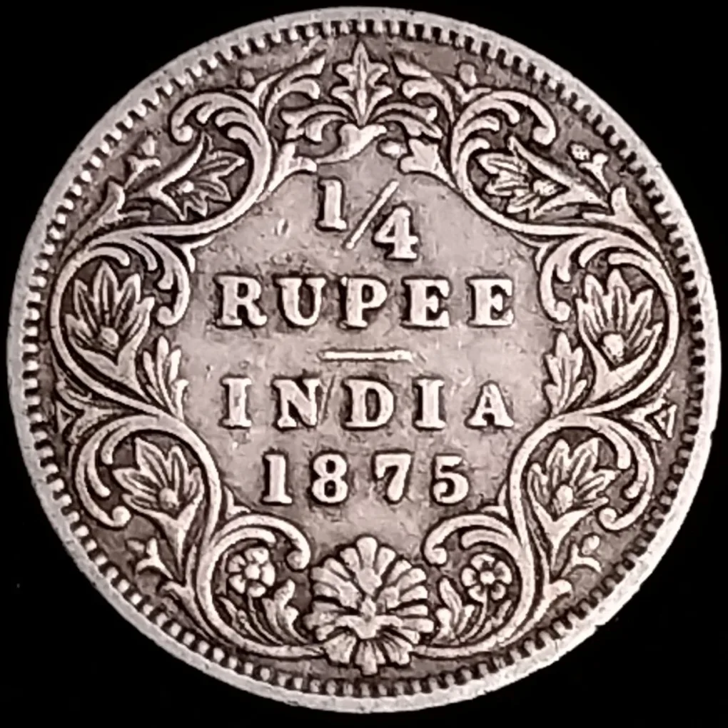 1/4 Rupees Victoria Queen 1875