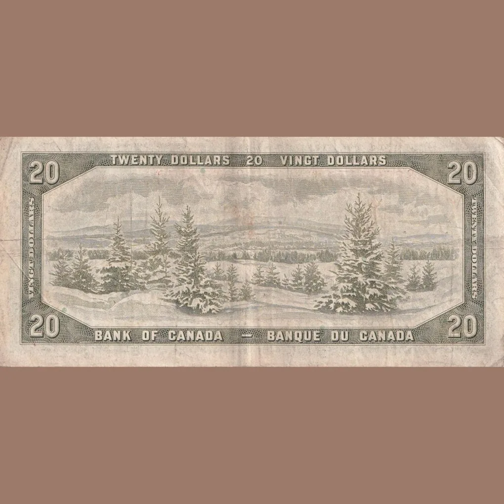 Very Rare Canada 20 Dollar 1954 Ottawa Elizabeth Old Ishu Bank Note
