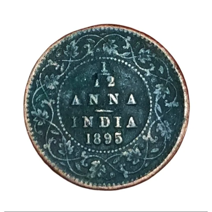 British India 1/12 Anna Year 1895 Victoria Empress Used Condition.