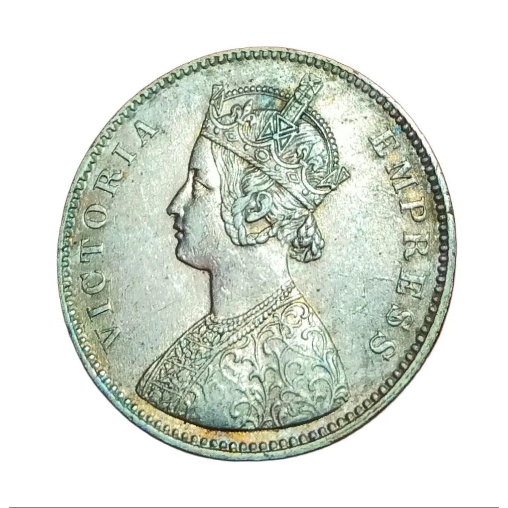Alwar State Silver Rupee Dated 1881 Victoria Empress in High AUNC Grade.