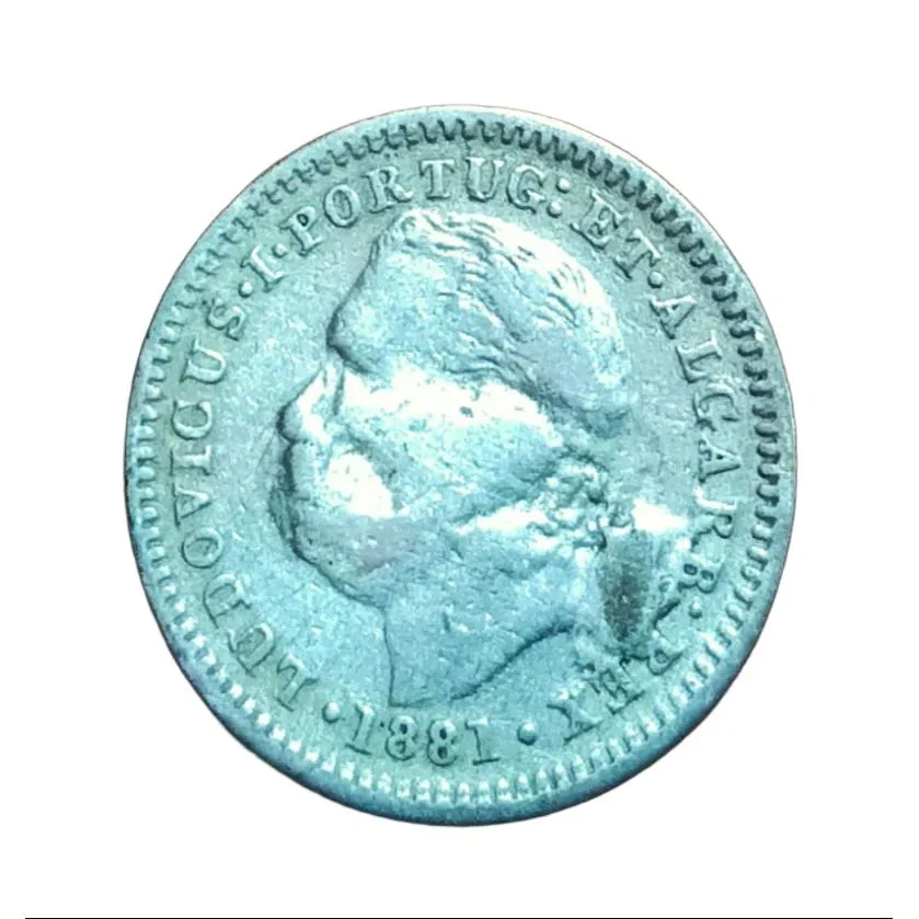 India Portuguese Silver 1/4 Quarto Rupia Year 1881 Ludovicus-I Used Damaged Condition.