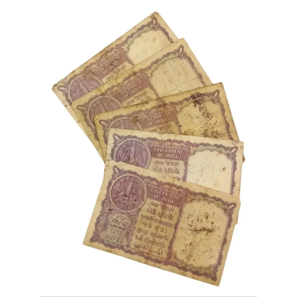 One Rupee Old Issue Year 1951 H.M Patel Mixed Lot 5 Notes **V. Scare** Used Conditions.