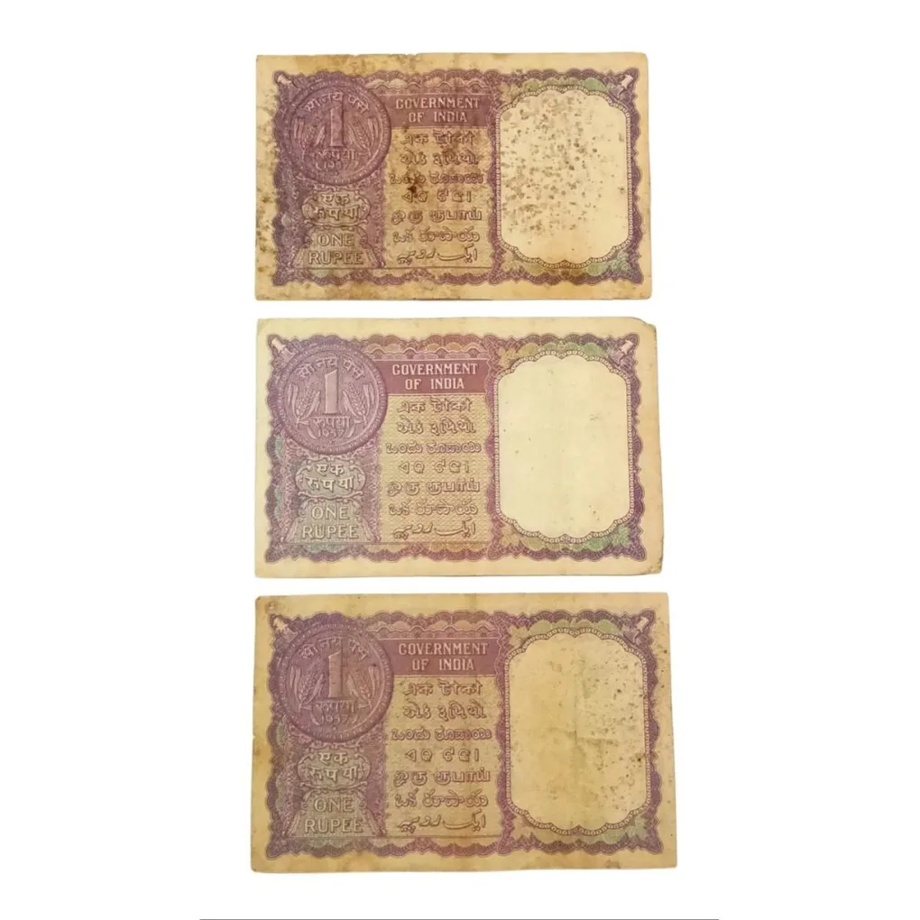 One Rupee Old Issue Year 1957 Sign A.K ROY Lot 3 Notes **Scare** Used Conditions.