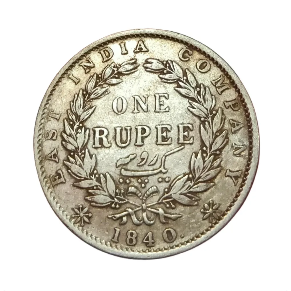 BI Silver Rupee Year 1840 "EIC" Victoria Continuous Legend "English & Indian HEAD" Set 2 Coins.