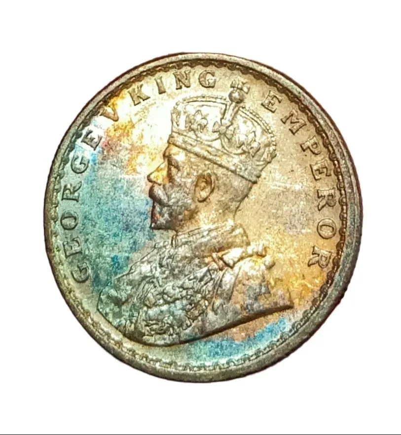 British India Silver 1/2 Rupee Year 1936 King George-V in UNC Grade Natural Toning & Mint Luster