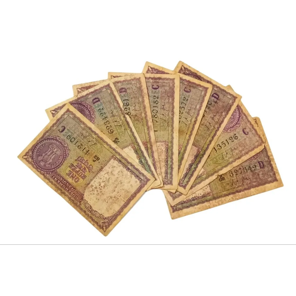 One Rupee Old Issue Year 1957 L.K JHA Mixed Lot 8 Notes are in Used Conditions.