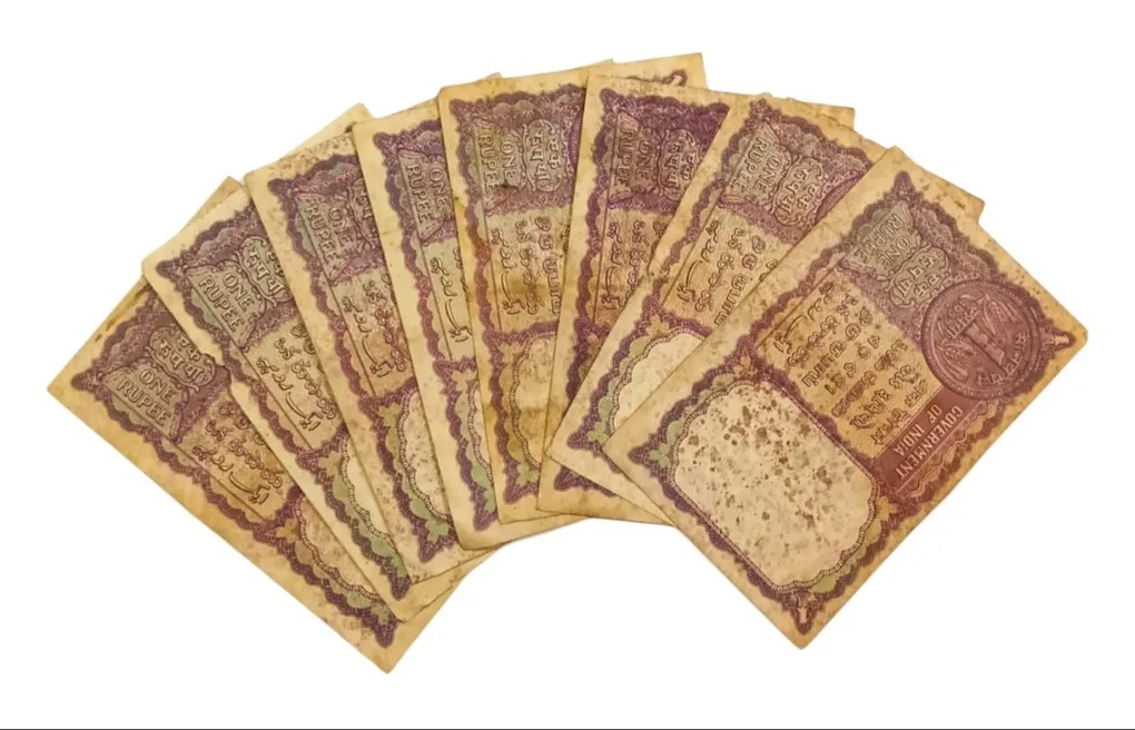 One Rupee Old Issue Year 1957 L.K JHA Mixed Lot 8 Notes are in Used Conditions.