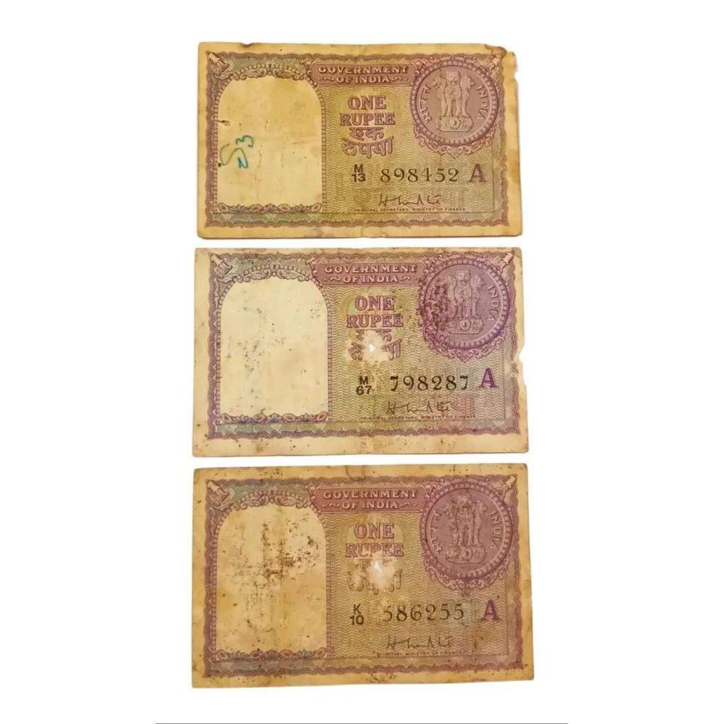 One Rupee Old Issue Year 1957 H.M Patel Lot 3 Notes are in Used Conditions.