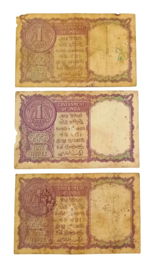 One Rupee Old Issue Year 1957 H.M Patel Lot 3 Notes are in Used Conditions.