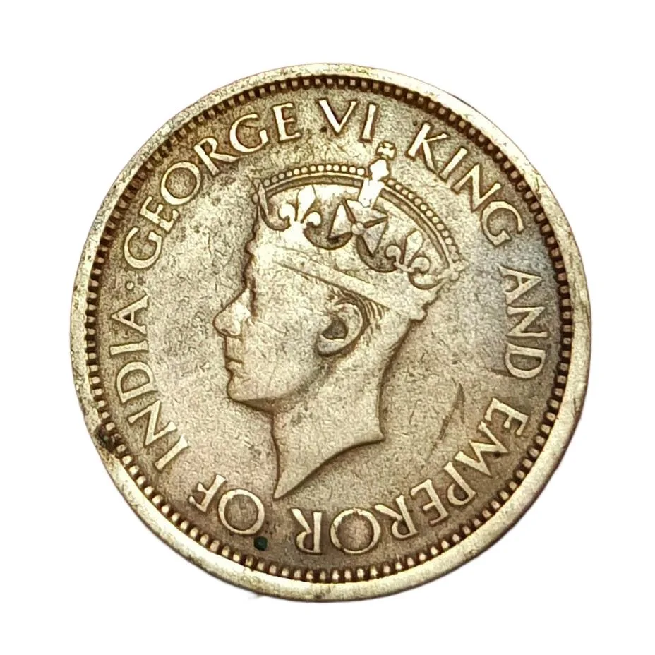Ceylon Ni/Brs 50 Cents Year 1943 King George-VI **Scare** Collectable Grade.