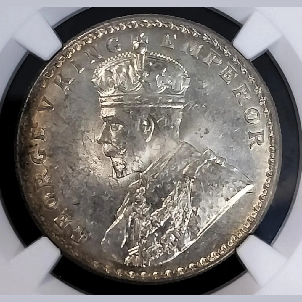 One Rupee 1919 George V King Emperor NGC Graded MS 64