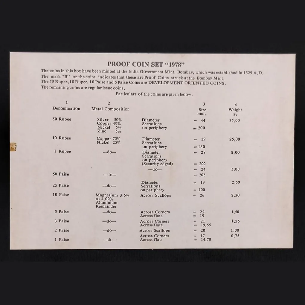 Extremely Rare Proof Set of 1978 In Excellent Condition
